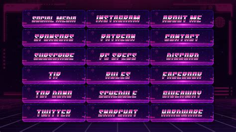 Retrowave Twitch Overlay Package For Obs Synthwave 80s Tron Purple Vaporwave Vintage Etsy