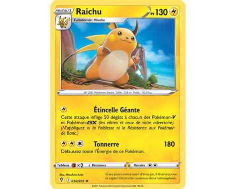 Raichu Pv Carte Rare Holographique P E Et Bouclier