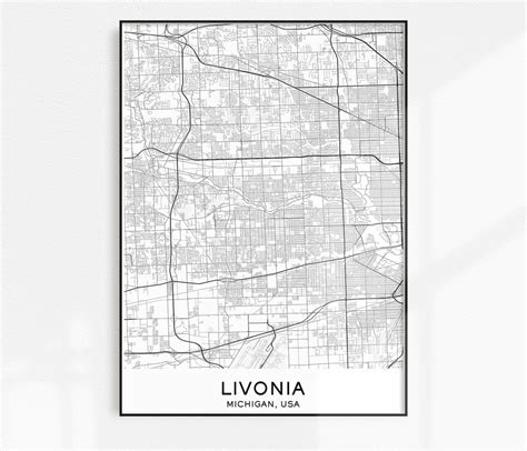 Livonia Map Print City Map Prints Livonia Map City Maps | Etsy