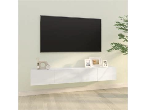 Meubles Tv Pcs Bancs Tv Armoires De Rangement Blanc Brillant