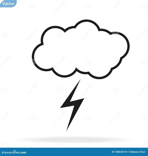 Cloud And Lightning Bolt Vector Sketch Icon Isolated On Background