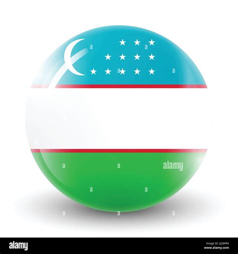 Round Icon With Flag Of Uzbekistan Glass Light Ball Sticker Sphere