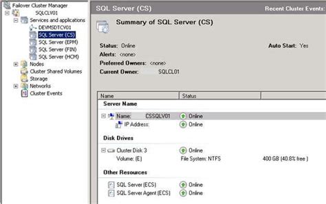 Managing A Windows And Sql Server Cluster Using The Failover Cluster Manager Tool