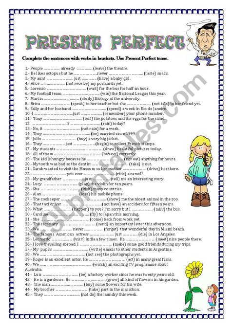 Present Perfect Tense Esl Worksheet By Mariaah