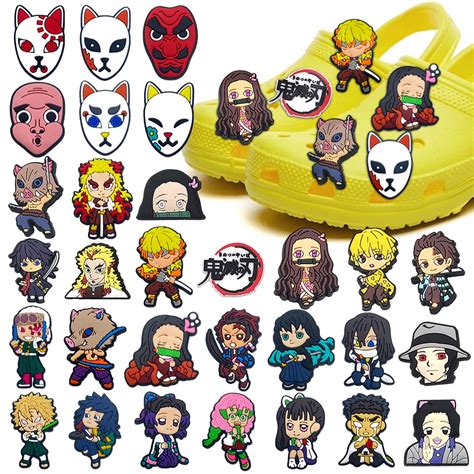 Cute Inosuke Nezuko Jibbitz Demon Slayer Shoe Charms Mask Anime Jibtz For Crocs Pin Zenitsu