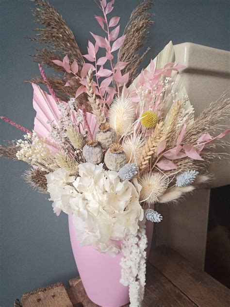 Beautiful Modern Boho Dried Flower Arrangement Pinks Whites Etsy