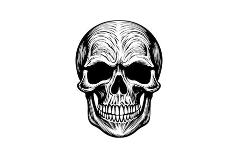 Premium Vector Human Skull In Woodcut Style Vector Engraving Sketch