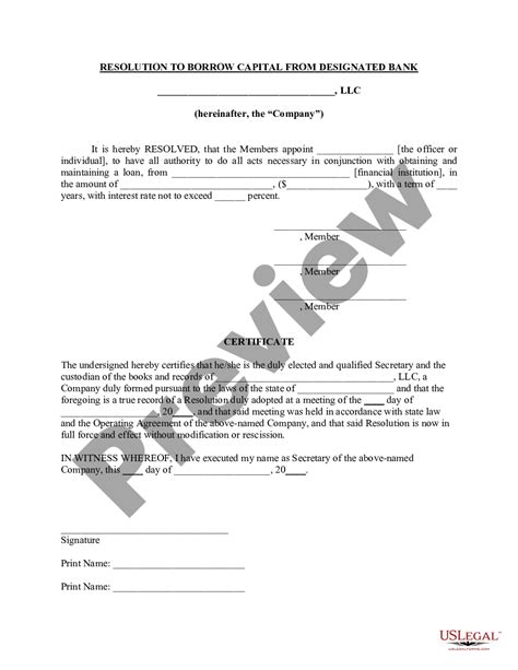 Nebraska Resolution Of Meeting Of Llc Members To Borrow Capital From