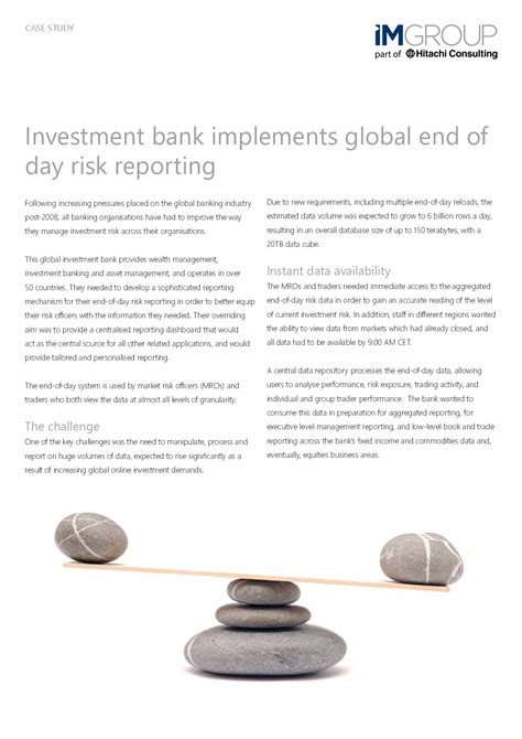 Investment Bank Implements Global End Of Day Risk Reporting