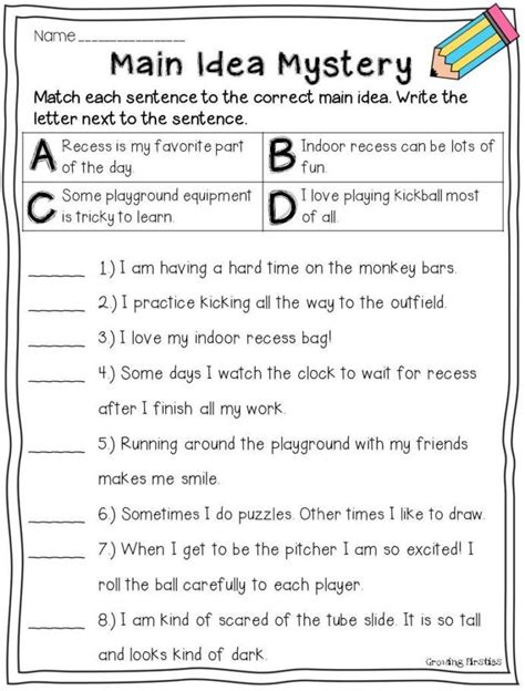 Summary And Main Idea Worksheet 1