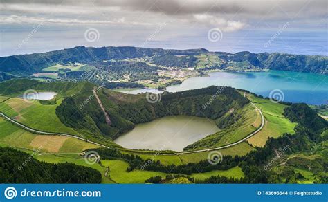 Lakes Of Sete Cidades From The Miradouro Da Vista Do Rei On The Island