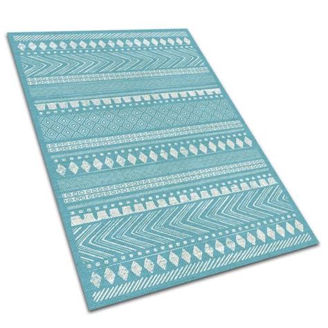 Tapis d extérieur en vinyle Decormat Texture indienne Bleu