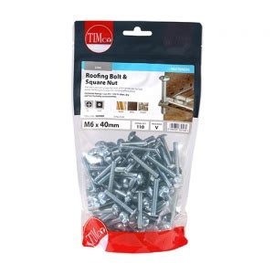 M6 X 40 Roofing Bolt SQ Nut BZP 110 PCS Screws Fasteners