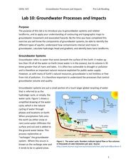 Lab Groundwater Processes Geol Groundwater Processes And