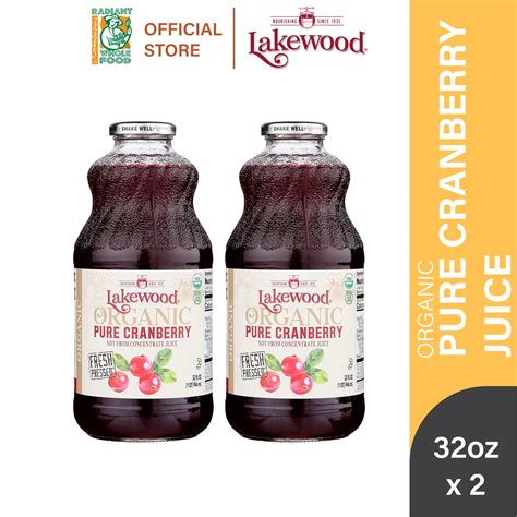 Twin Pack Lakewood Organic Pure Cranberry Juices Oz X Bottles