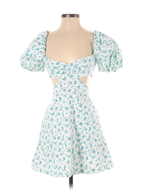 Zara Floral White Teal Casual Dress Size S 44 Off Thredup