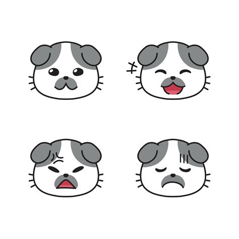 Set Of Cute Cat Faces Showing Different Emotions 2623821 Vector Art At