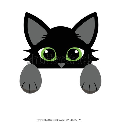 Illustration Cute Black Cat Peeking Out Stock Vector Royalty Free