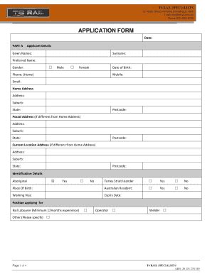 Fillable Online APPLICATION FORM T6 RAIL Fax Email Print PdfFiller