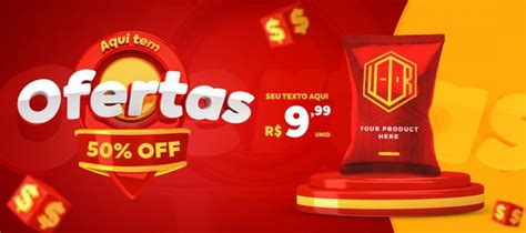 Post Banner Supermercado Aqui Tem Ofertas 50 Off Produto Social Media