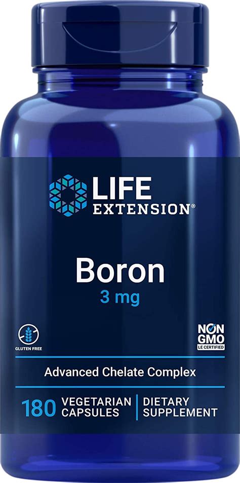 Life Extension Boron 3mg 180 Veg Caps Triple Boron Complex With Boron Citrate