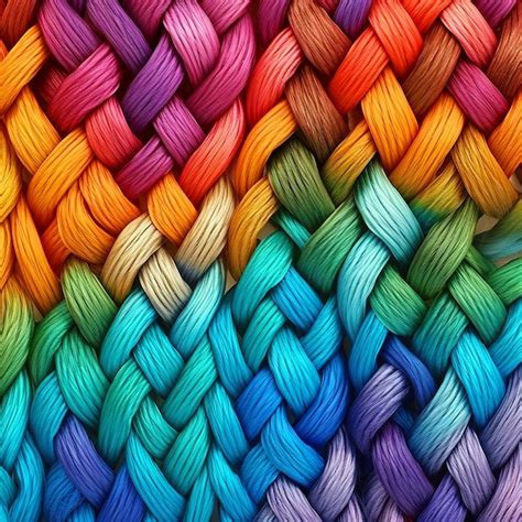 Premium Photo Multicolored Threads Woven With Pigtails Bright Rainbow