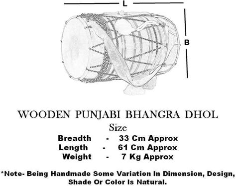 Buy Indian Musical Punjab Bhangra Dhol Mango Wood Musical Instruments