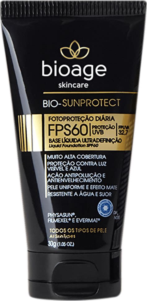 Base Líquida Bioage Bio SunProtect Alta Cobertura FPS 60 Beleza Na Web