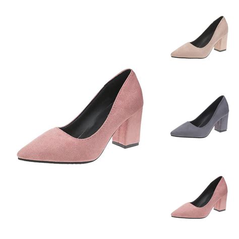 Black Pumps for Women Round Toe Chunky Heel Pumps - Platform Peep Toe