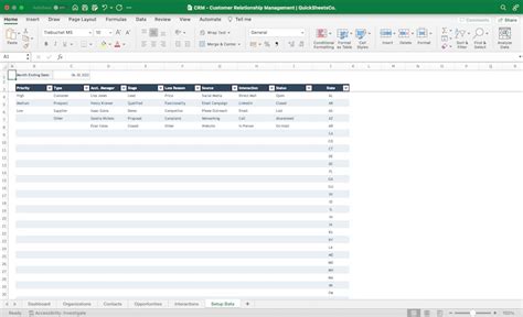 Crm Excel Template Client Tracker Spreadsheet Customer Relationship