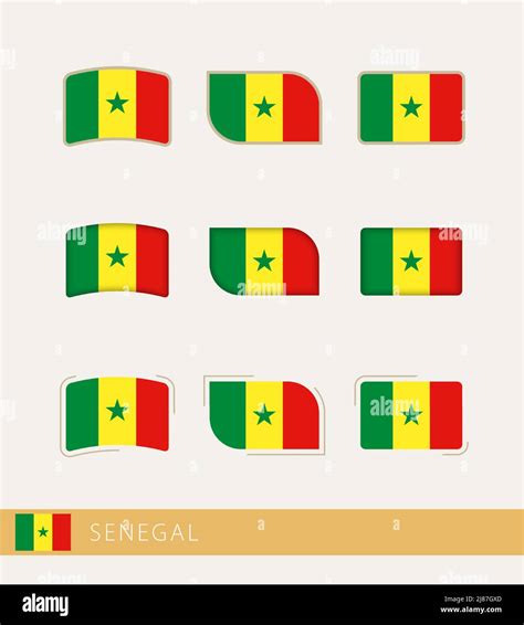 Vector Flags Of Senegal Collection Of Senegal Flags Vector Icon Stock