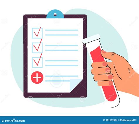 Medical Lab Blood Test From Sample Tube In Human Hand Stock Vector