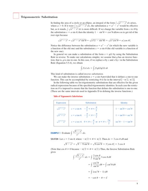 Trigonometric Substitution