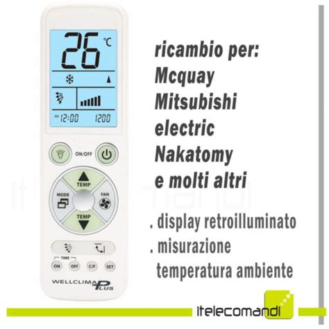 TELECOMANDO CONDIZIONATORE CLIMA McQuay Mitsubishi Electric Nakatomi EBay