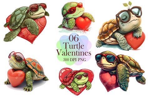 Sleeping Turtle Valentine Clipart Graphic By Sr Design Creative Fabrica