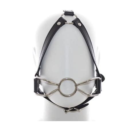 Leather Spider Open Mouth Steel Ring Gag Sex Toy Head Harness Restraint