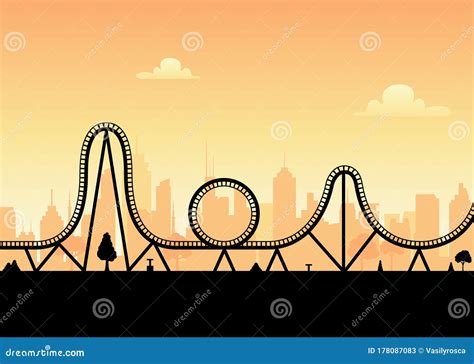 Vector Roller Coaster Ride Silhouette Park. Rollercoaster Icon ...