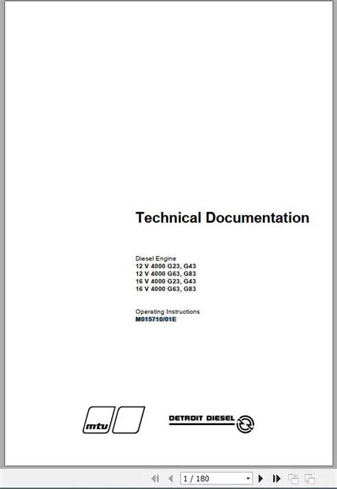 Mtu Diesel Engine 12 V 16 V V 4000 G23 G83 Technical Manual Auto