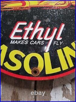 Vintage Signal Gasoline Porcelain Sign Motor Oil Ethyl Gas Station