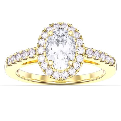 Eternity Diamond Oval Halo 18ct Yellow Gold Engagement Ring Jian London