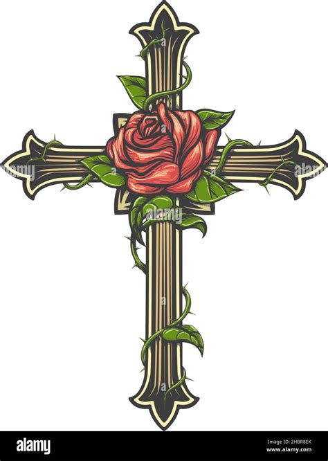 Drawings Of Cross With Roses