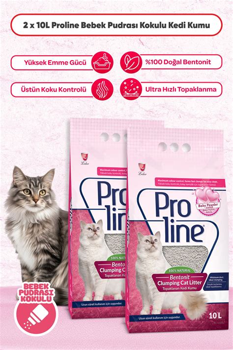 Pro Line Kedi Kumu 10 l Bebek Pudrası Kokulu Topaklanan İnce Tane x 2