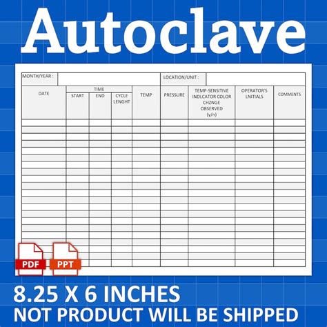 Autoclave Log Printable Sterilization Log Printable Autoclave Tracker