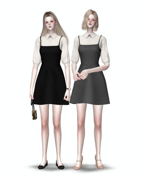 Basic Blouse Strap Dress Set