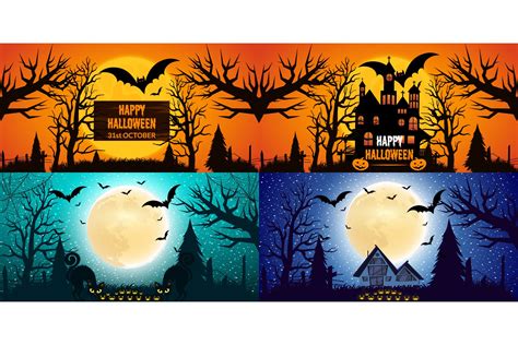 Halloween full moon background | Creative Market