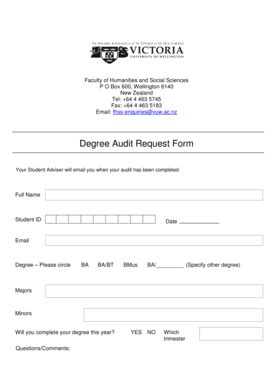 Fillable Online Victoria Ac Degree Audit Request Form Victoria