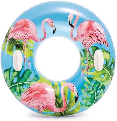 Bol Opblaasbare Blauwe Flamingo Zwemband Zwemring 97 Cm