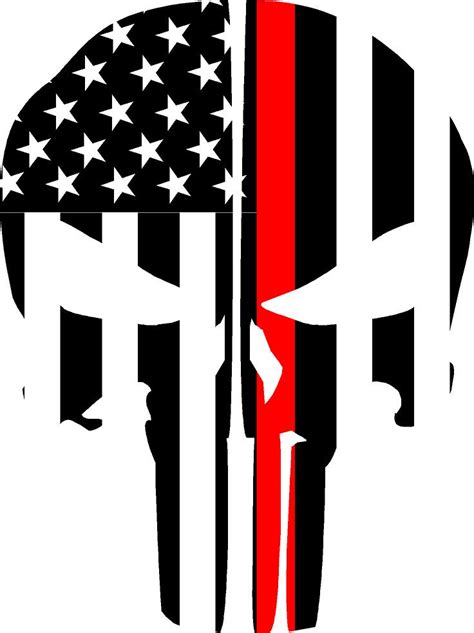 Thin Red Line Flag Punisher Skull Reflective Rear Helmet Decal Police