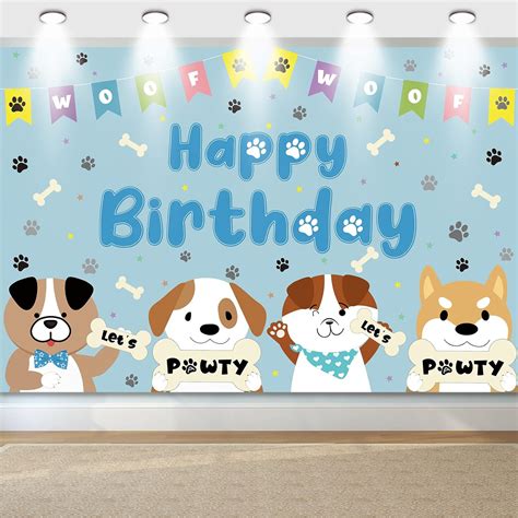 Dog Happy Birthday Backdrop Lets Pawty Backdrop Dog Birthday Party