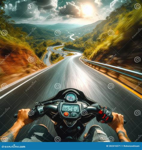 Drivers Viewpoint of a Thrilling Ride Down Winding Road on a Moped